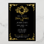 Elegant modern Art Deco Black Gold Vrijgezellenfee Folie Uitnodiging (Voorkant)