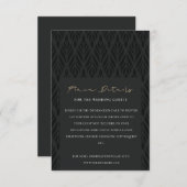 ELEGANT MODERN ART DECO BLACK GOLD WEDDING DETAILS INFORMATIEKAARTJE (Voorkant / Achterkant)