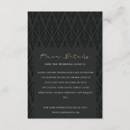 ELEGANT MODERN ART DECO BLACK GOLD WEDDING DETAILS INFORMATIEKAARTJE