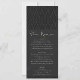 ELEGANT MODERN ART DECO BLACK GOLD WEDDING MENU KAART