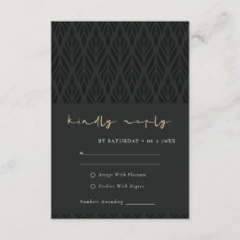 ELEGANT MODERN ART DECO BLACK GOLD WEDDING RSVP INFORMATIEKAARTJE