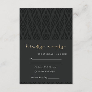 ELEGANT MODERN ART DECO BLACK GOLD WEDDING RSVP INFORMATIEKAARTJE