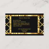 Elegant modern Art Deco Crush Gold Black Visitekaartje (Achterkant)