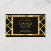 Elegant modern Art Deco Crush Gold Black Visitekaartje (Voorkant)
