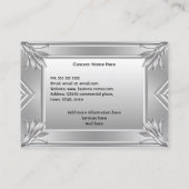 Elegant modern Art Deco Faux Silver Metal Chrome Visitekaartje (Achterkant)