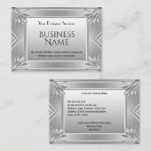 Elegant modern Art Deco Faux Silver Metal Chrome Visitekaartje (Voorkant / Achterkant)