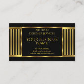 Elegant modern Art Deco Gold Black Stripe 2 Visitekaartje (Voorkant)