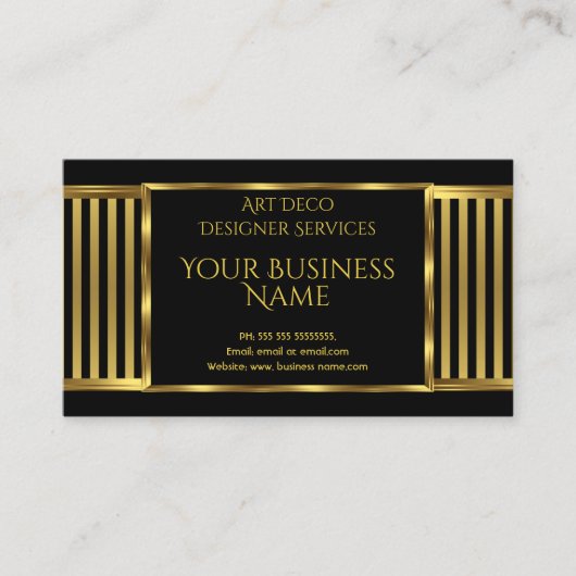 Elegant modern Art Deco Gold Black Stripe 2 Visitekaartje (Voorkant)