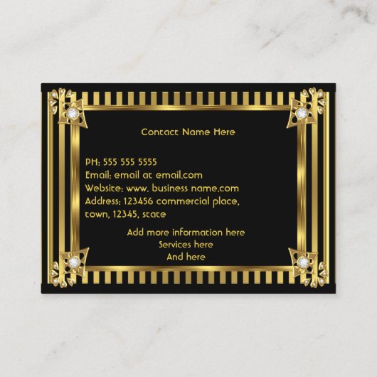 Elegant modern art deco Gold Black Stripe Visitekaartje (Achterkant)