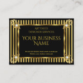Elegant modern art deco Gold Black Stripe Visitekaartje (Voorkant)
