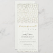 ELEGANT MODERN ART DECO WHITE SILVER VERLOVING KAART (Voorkant / Achterkant)