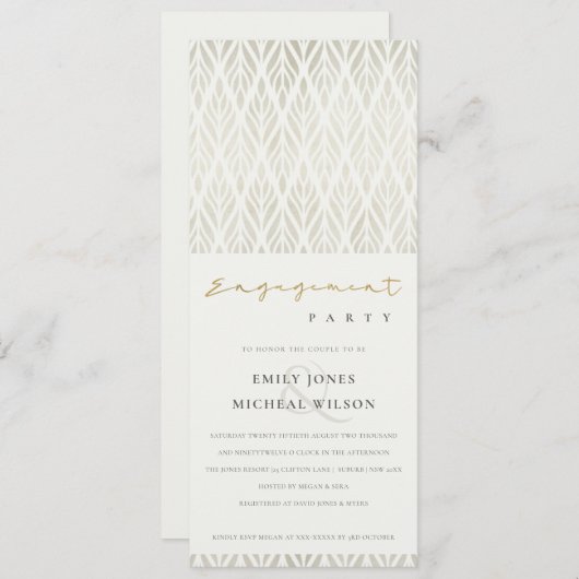 ELEGANT MODERN ART DECO WHITE SILVER VERLOVING KAART (Voorkant / Achterkant)