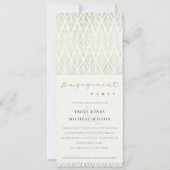 ELEGANT MODERN ART DECO WHITE SILVER VERLOVING KAART (Voorkant)