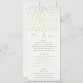 ELEGANT MODERN ART DECO WHITE SILVER WEDDING MENU KAART