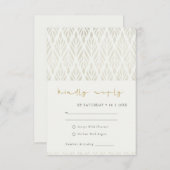 ELEGANT MODERN ART DECO WHITE SILVER WEDDING RSVP INFORMATIEKAARTJE (Voorkant / Achterkant)