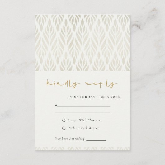 ELEGANT MODERN ART DECO WHITE SILVER WEDDING RSVP INFORMATIEKAARTJE (Voorkant)