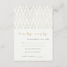 ELEGANT MODERN ART DECO WHITE SILVER WEDDING RSVP INFORMATIEKAARTJE