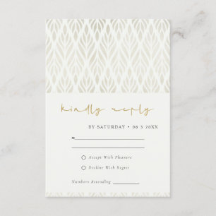 ELEGANT MODERN ART DECO WHITE SILVER WEDDING RSVP INFORMATIEKAARTJE