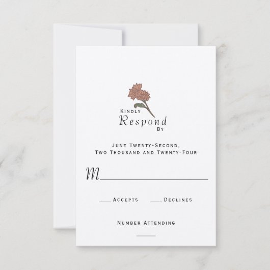 Elegant Modern Art Nouveau Floral Formal Bruiloft RSVP Kaartje (Voorkant)