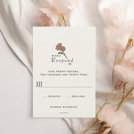 Elegant Modern Art Nouveau Floral Formal Bruiloft RSVP Kaartje