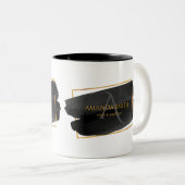 Elegant modern artistiek zwart en goud tweekleurige koffiemok (Voorkant rechts)