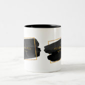 Elegant modern artistiek zwart en goud tweekleurige koffiemok (Center)