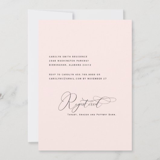 Elegant & modern B/W-fotoBlush-Vrijgezellenfeest Kaart (Achterkant)