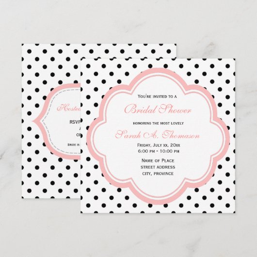 Elegant, modern B&W polka stipt vrijgezellenfeest Kaart (Voorkant / Achterkant)