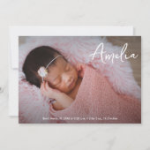 Elegant Modern Baby Girl Naam Foto Aankondiging (Voorkant)