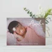 Elegant Modern Baby Girl Naam Foto Aankondiging (Staand voorkant)