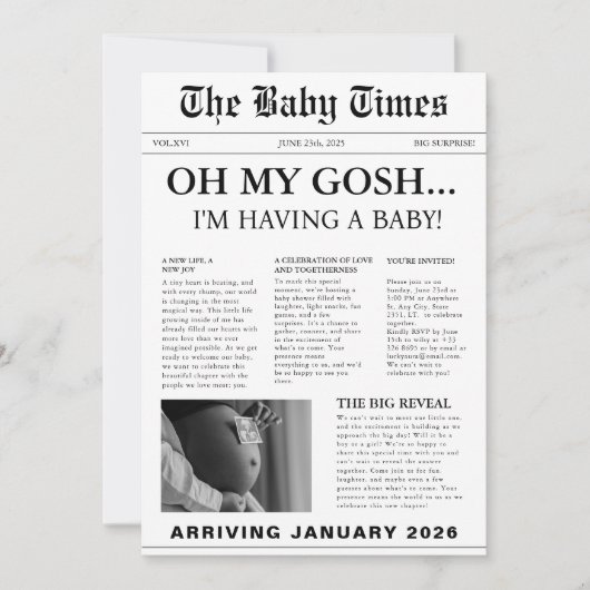 Elegant modern baby shower kaart (Voorkant)