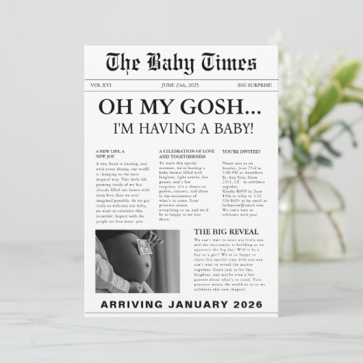 Elegant modern baby shower kaart (Staand voorkant)