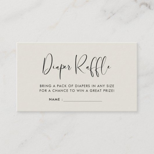 Elegant & modern baby shower luier loterijinzet informatiekaartje (Voorkant)