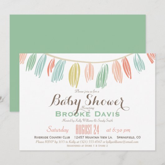 Elegant, Modern Baby shower Uitnodiging (Voorkant / Achterkant)