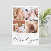 Elegant modern Baby shower voor multi-fotocollage Bedankkaart (Staand voorkant)