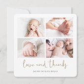 Elegant modern Baby shower voor multi-fotocollage Bedankkaart (Voorkant)