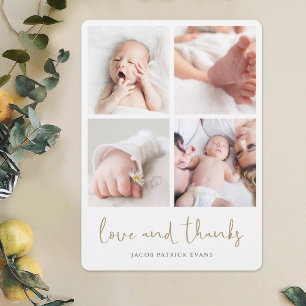 Elegant modern Baby shower voor multi-fotocollage Bedankkaart