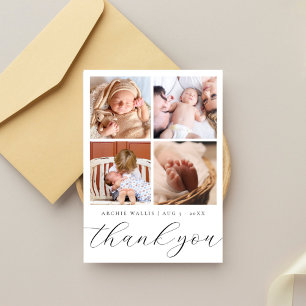 Elegant modern Baby shower voor multi-fotocollage Bedankkaart