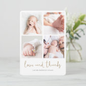 Elegant modern Baby shower voor multi-fotocollage Bedankkaart (Staand voorkant)