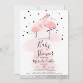 Elegant modern Baby shower zwart-wit en roze flami Kaart (Voorkant)