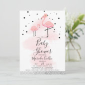 Elegant modern Baby shower zwart-wit en roze flami Kaart (Staand voorkant)