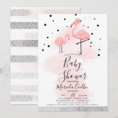 Elegant modern Baby shower zwart-wit en roze flami Kaart (Voorkant / Achterkant)