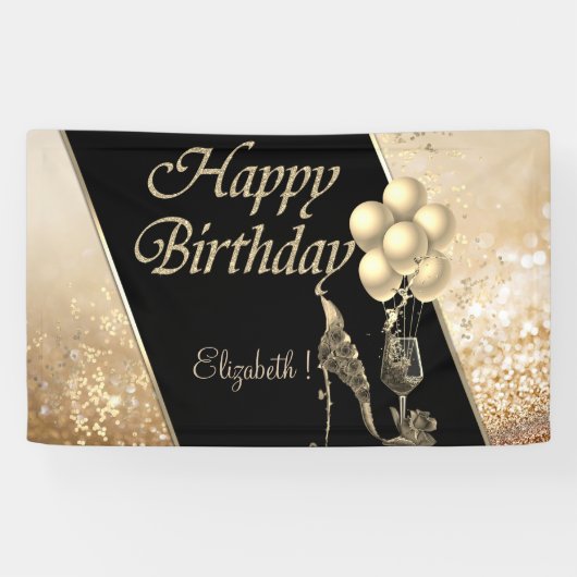 Elegant Modern, ballonnen, glas, druppels hoge hie Spandoek (Horizontaal)