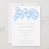 ELEGANT MODERN BALLOON NAVY BLUE BIRTHDAY KAART (Voorkant)