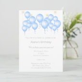 ELEGANT MODERN BALLOON NAVY BLUE BIRTHDAY KAART (Staand voorkant)