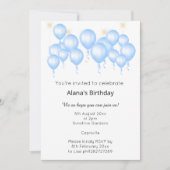 ELEGANT MODERN BALLOON PAARS BLAUW VERJAARDAG KAART (Voorkant)