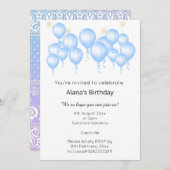 ELEGANT MODERN BALLOON PAARS BLAUW VERJAARDAG KAART (Voorkant / Achterkant)