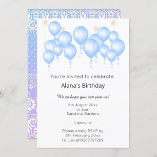 ELEGANT MODERN BALLOON PAARS BLUE BIRTHDAY KAART