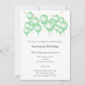 ELEGANT MODERN BALLOON SAGE GREEN CHEVRON BIRTHDAY KAART (Voorkant)