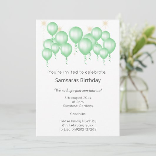 ELEGANT MODERN BALLOON SAGE GREEN CHEVRON BIRTHDAY KAART (Staand voorkant)